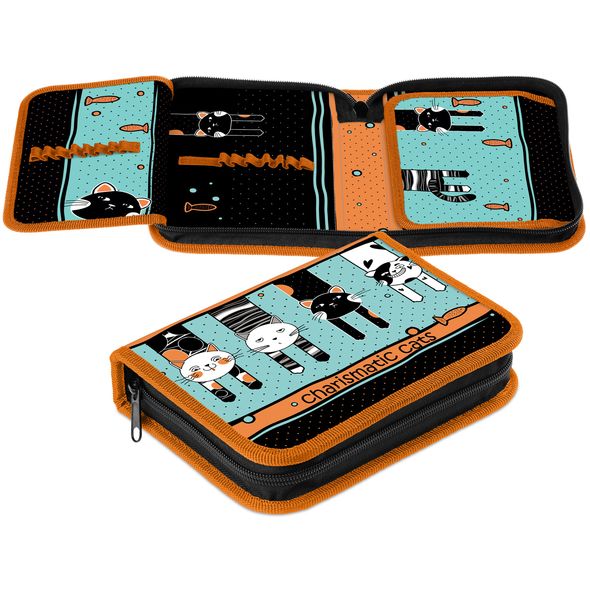 Пенал Hatber 200х140мм 1 отделение на молнии с 2-мя откид. планками -Different- ткань/картон  в индив.упак. , 